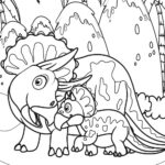 mom and baby triceratops