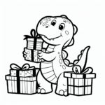 kid dino opens Christmas presents