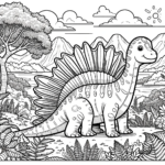 dimetrodon walking in a field on a sunny day