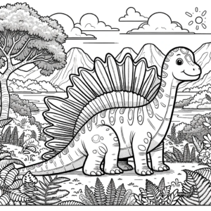 dimetrodon walking in a field on a sunny day