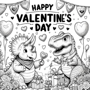 triceratops and trex celebrate valentines day