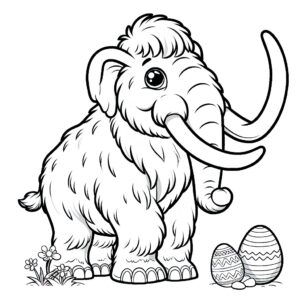 mammoth baby with Easter eggs coloring page