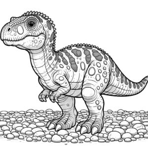 Giganotosaurus on a pebble-beach coloring page