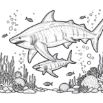 baby and mom megalodon coloring page