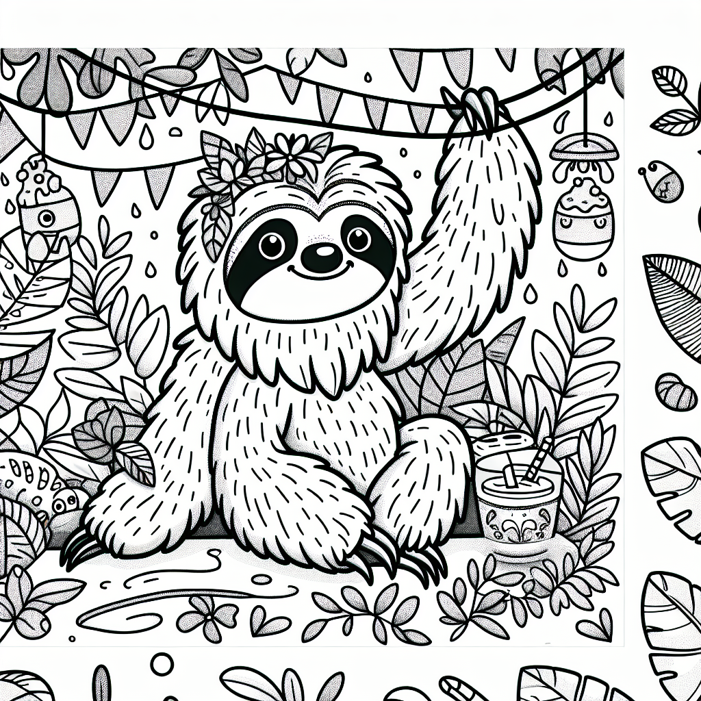 Cartoon Sloth coloring page