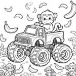 monkey banana monster truck coloring page