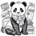 back to school panda coloring page