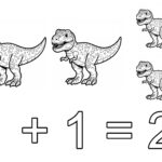 1 + 1 = 2 T-Rex Coloring Page