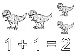 1 + 1 = 2 T-Rex Coloring Page