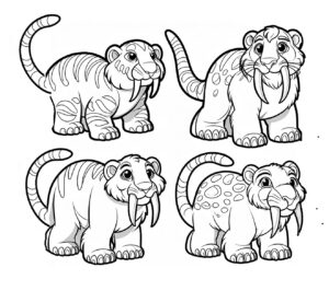 Cartoon Smilodon coloring page