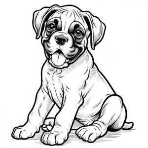 Boxer Puppy Coloring Page