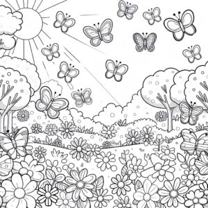 butterfly and flowers coloring page