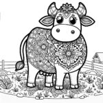 Mandala Cow coloring page