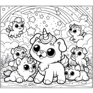 Cartoon Dogicorn coloring page