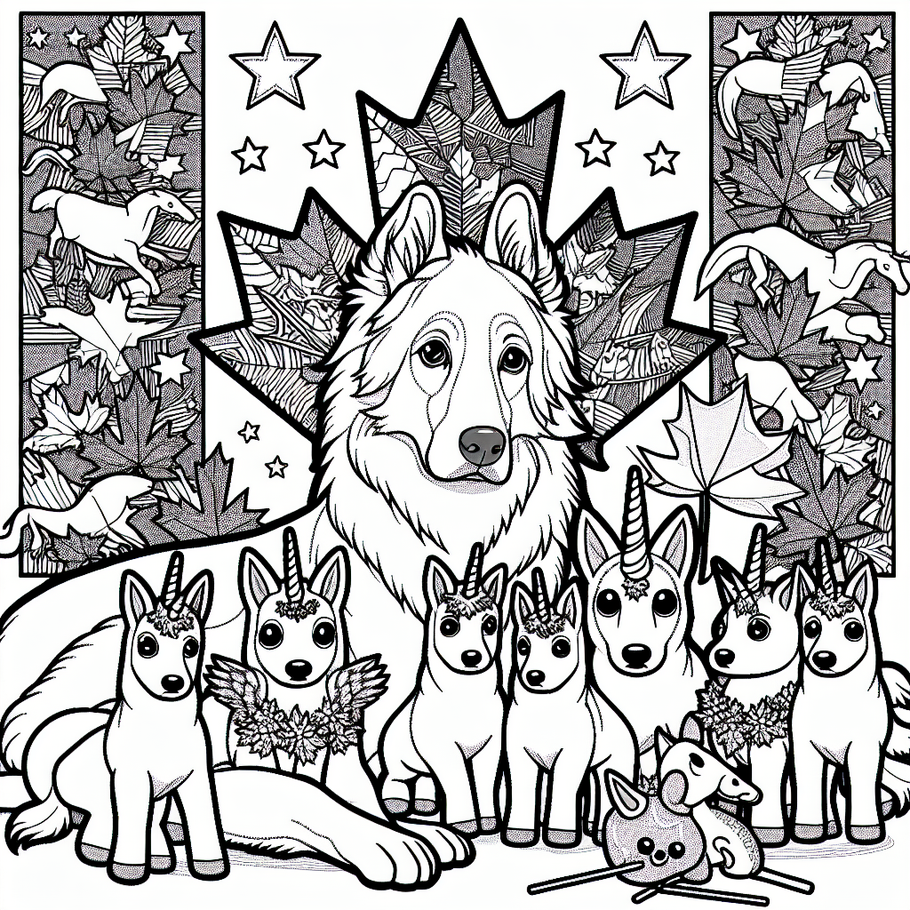 Canada Day Dog coloring page