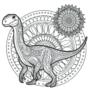 Mandala Gallimimus coloring page