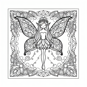 Mandala Fairy coloring page