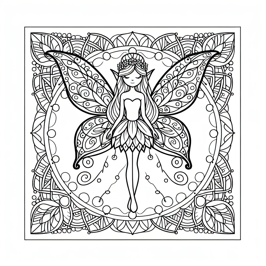 Mandala Fairy coloring page