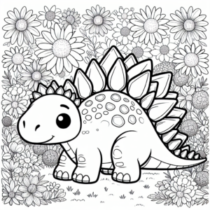 Summer Stegosaurus coloring page