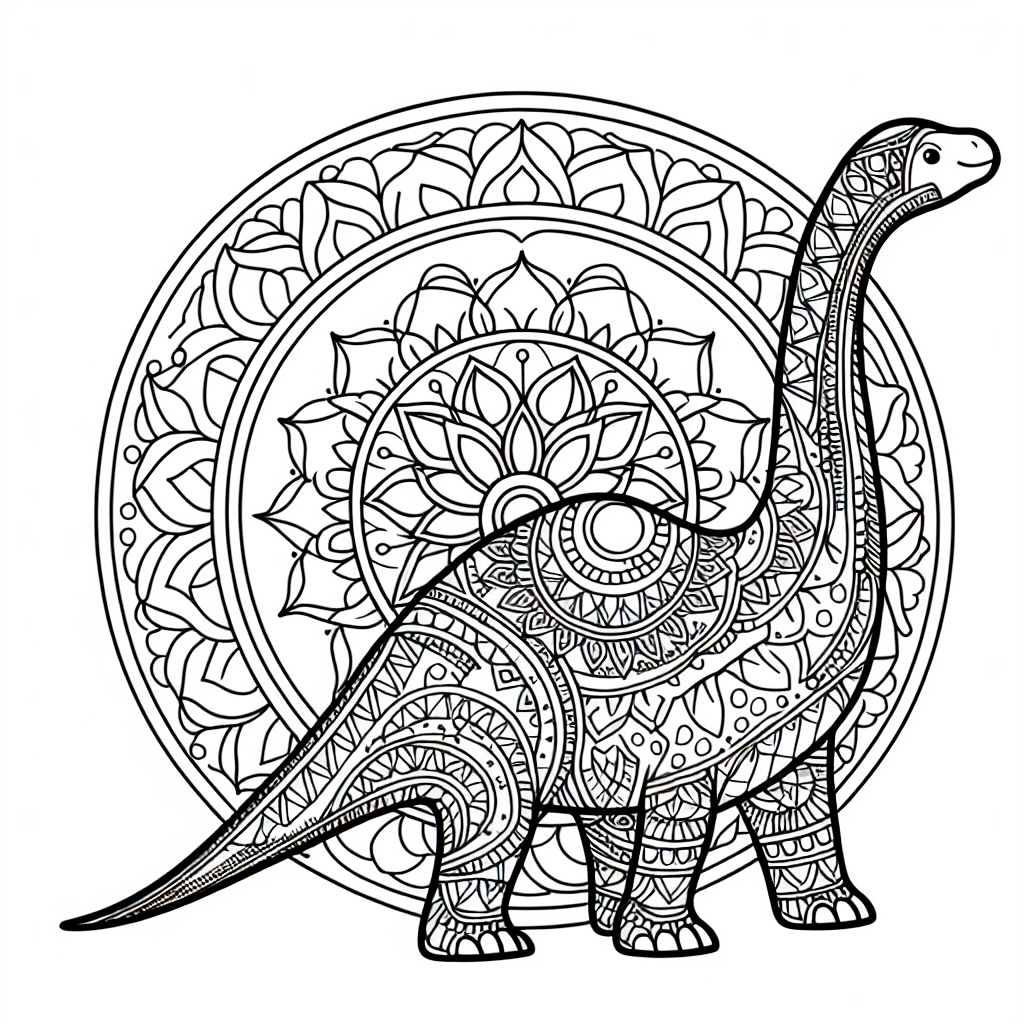 Mandala Brontosaurus coloring page