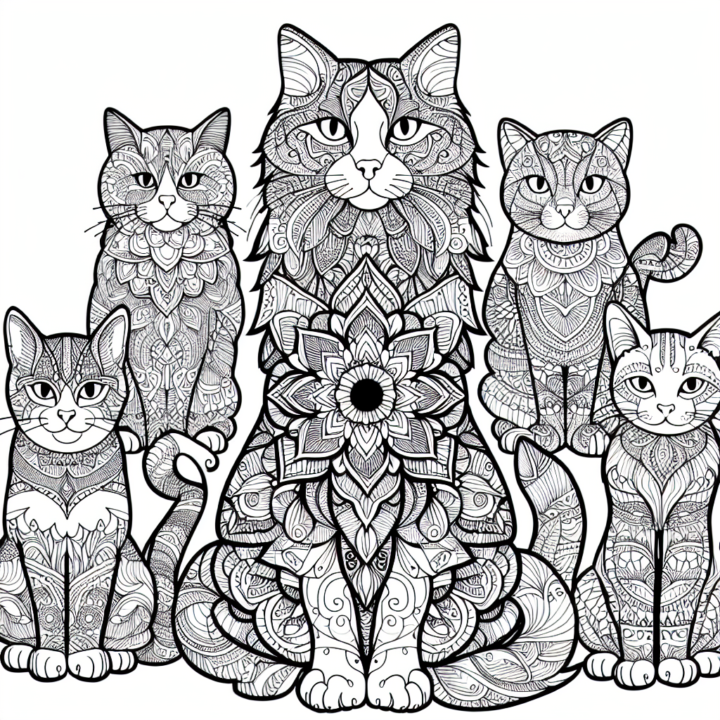 Mandala Cat coloring page