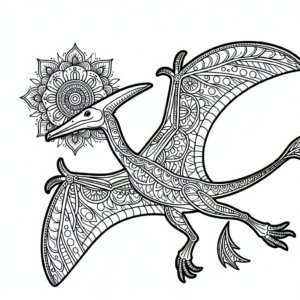 Mandala Pterosaur coloring page