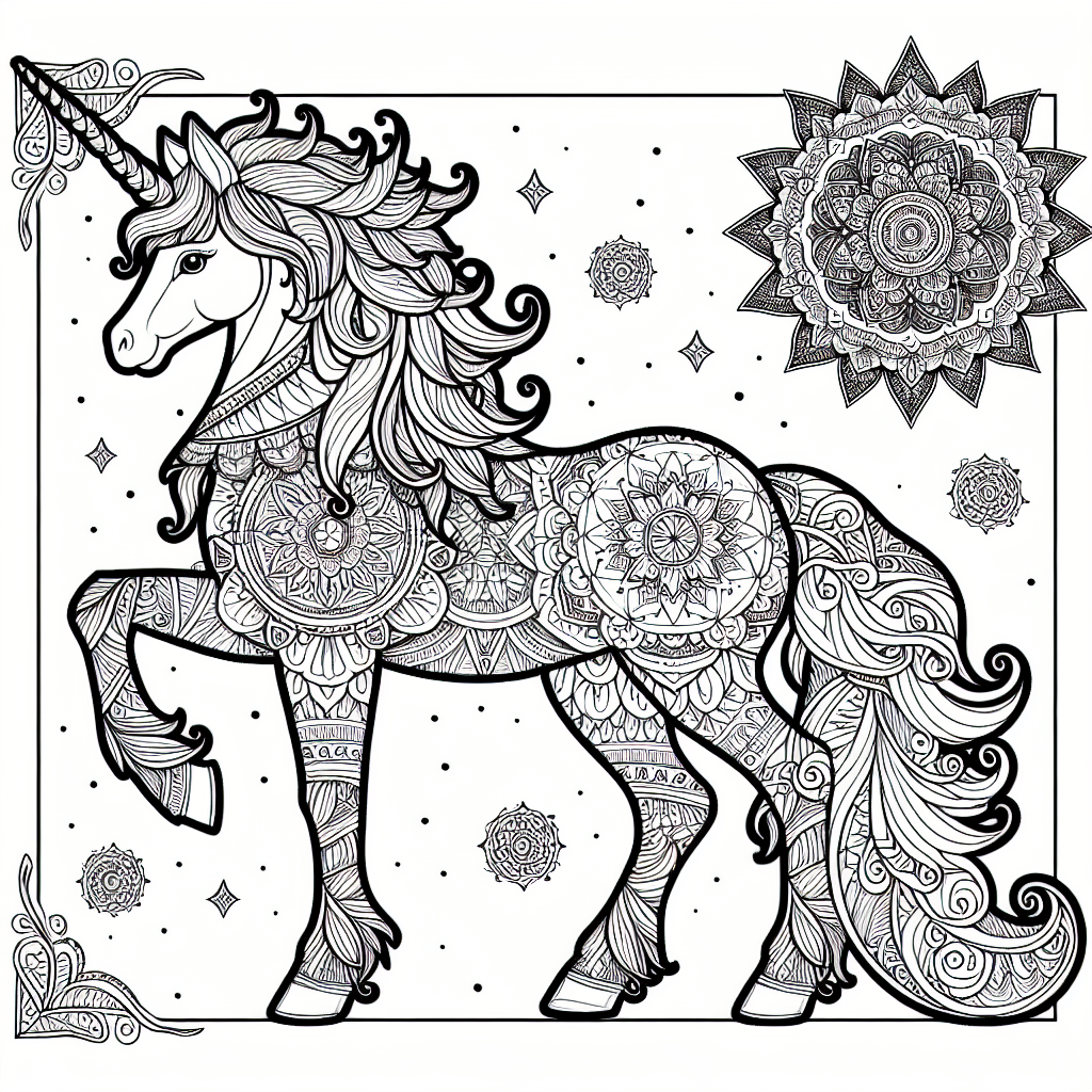 Mandala Unicorn coloring page