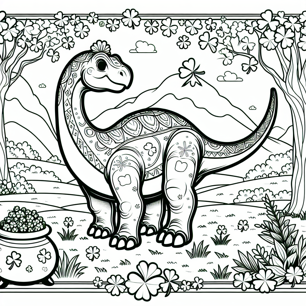 St Patrick’s Day Apatosaurus coloring page