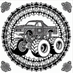 Mandala Monster Truck coloring page