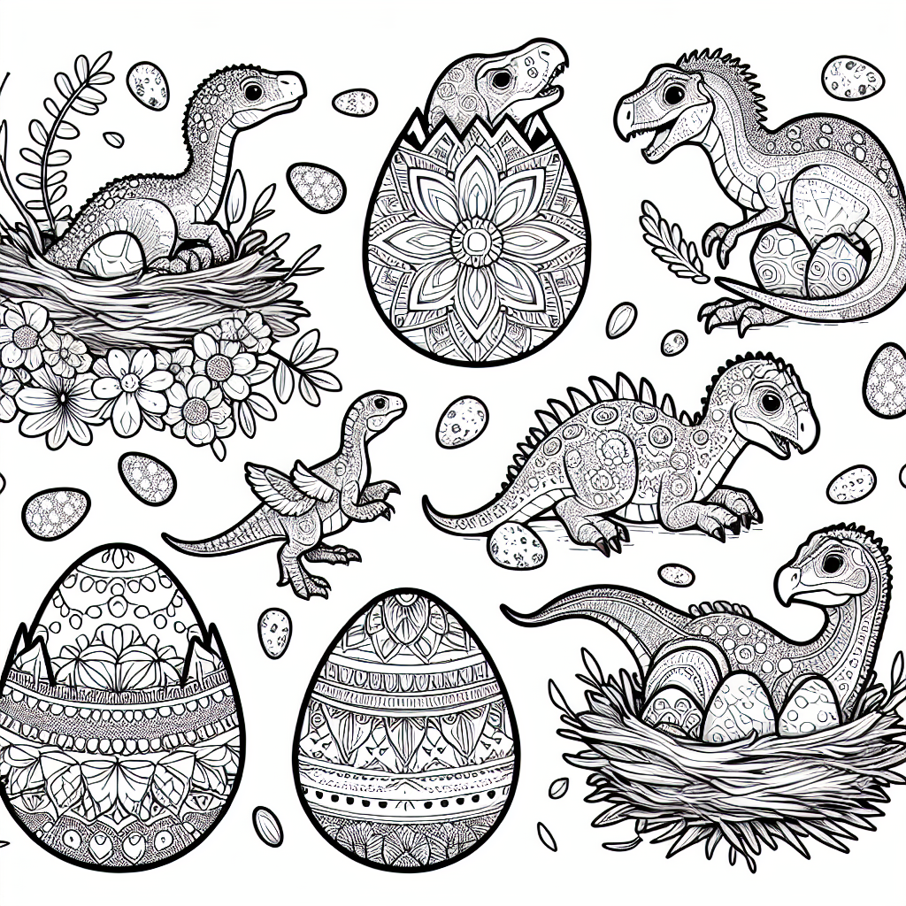 Mandala Dinosaur Eggs coloring page