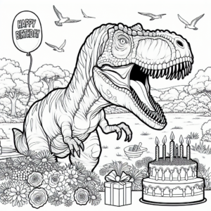 happy birthdat carcharodontosaurus coloring page