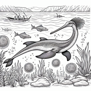 Summer Plesiosaurus coloring page