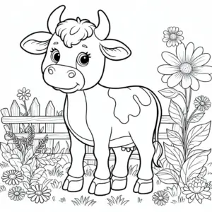 Spring Cow coloring page