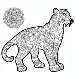 Mandala Saber-Toothed Cats (Smilodon) coloring page