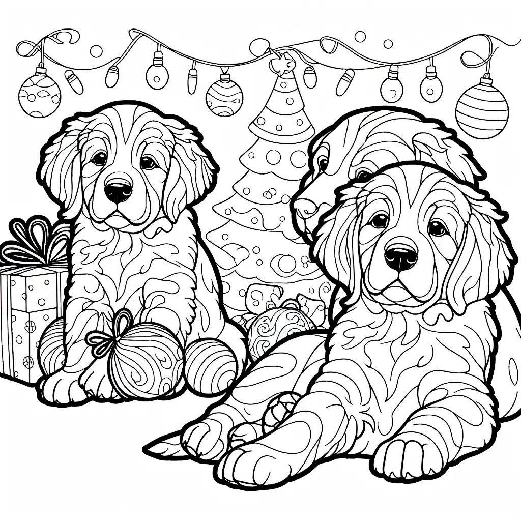 Christmas Dog coloring page