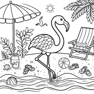 Beach Flamingo coloring page