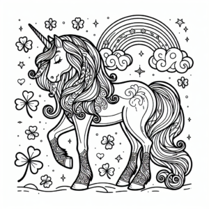 St Patrick’s Day Unicorn coloring page