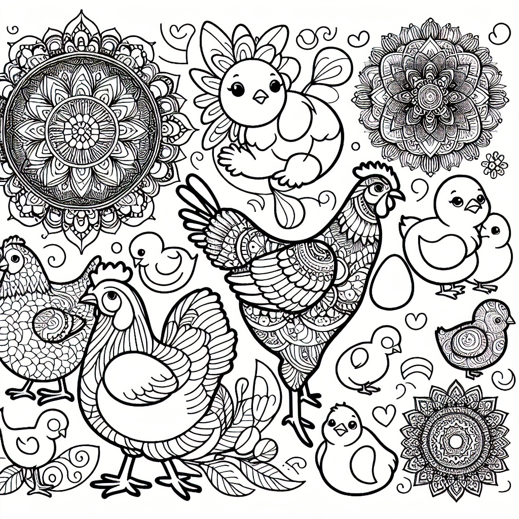 Mandala Chicken coloring page