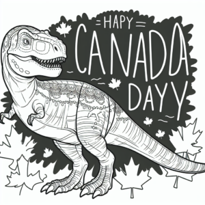 Canada Day T-Rex coloring page