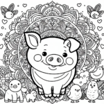 Mandala Pig coloring page