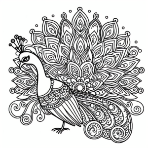 Mandala Peacock coloring page