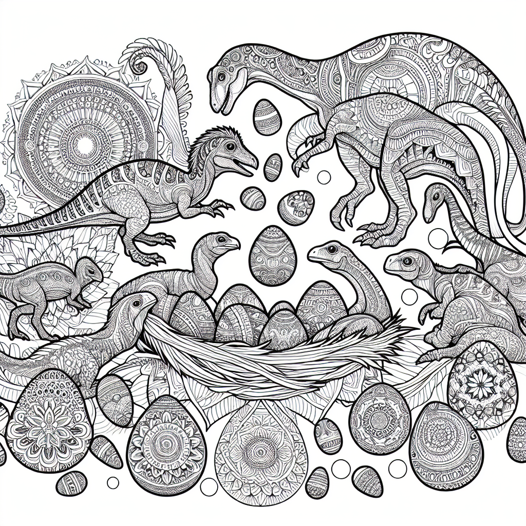 Mandala Dinosaur Eggs coloring page