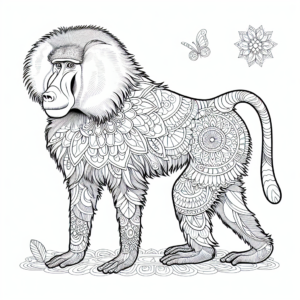 Mandala Baboon coloring page