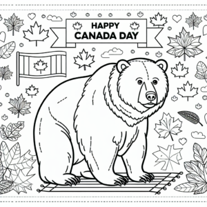 Canada Day Bear coloring page