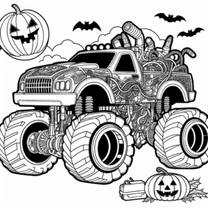 Halloween monster truck coloring page