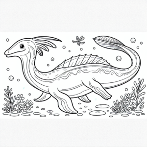 Spring Plesiosaurus coloring page