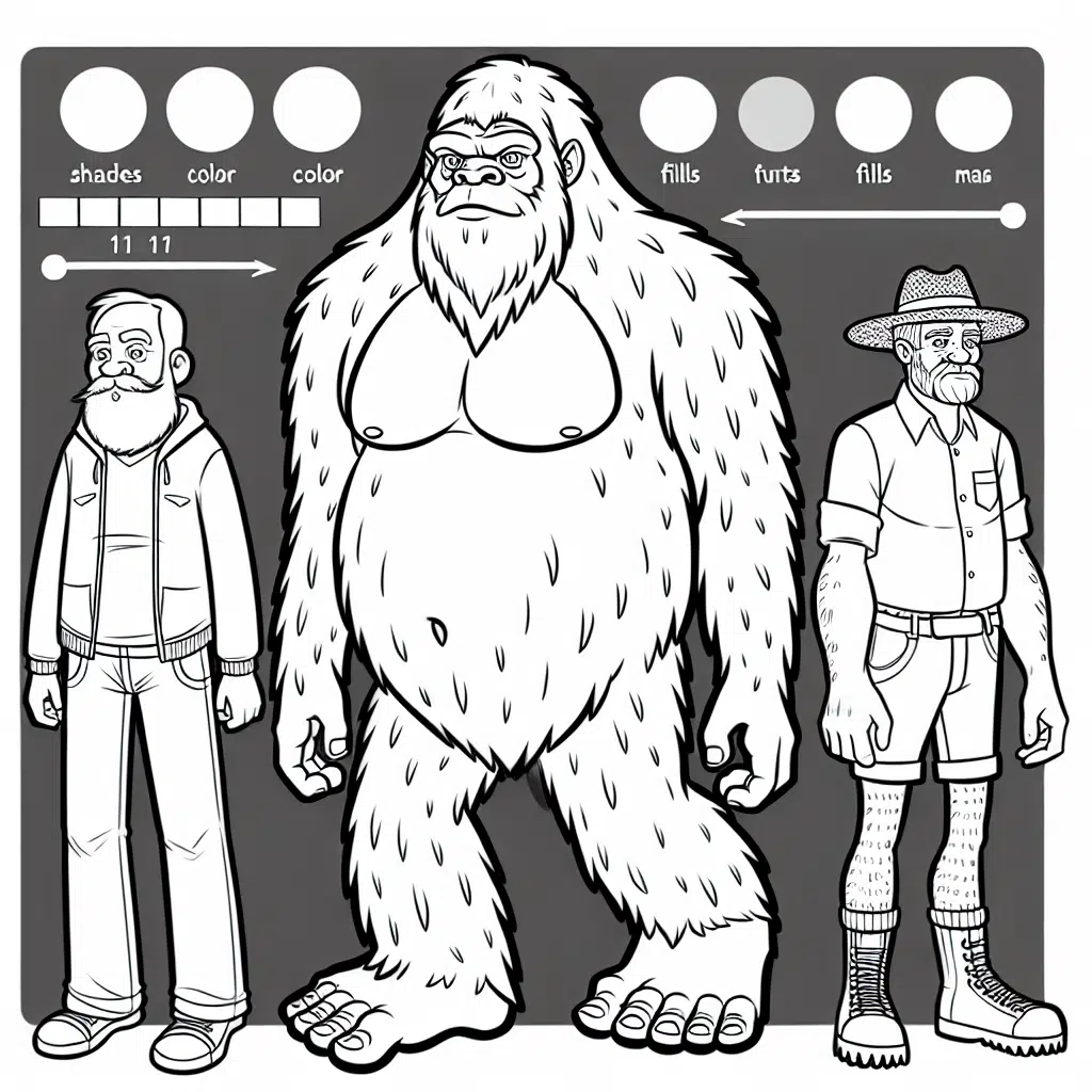 Cartoon Bigfoot/Yeti coloring page