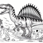 spinosaurus at the beach coloring page