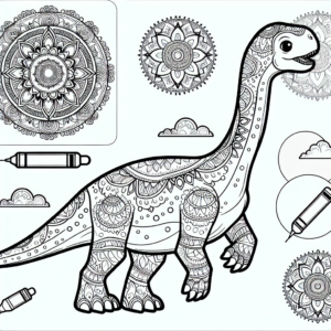 Mandala Brachiosaurus coloring page