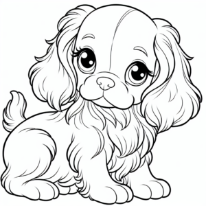 Cavalier King Charles Spaniel puppy coloring page - cute